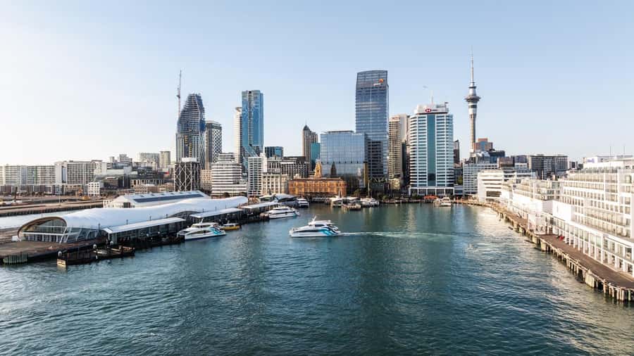 Auckland: Scenic Harbour Sightseeing Cruise - The skyline, Sky Tower, and waterfront icons