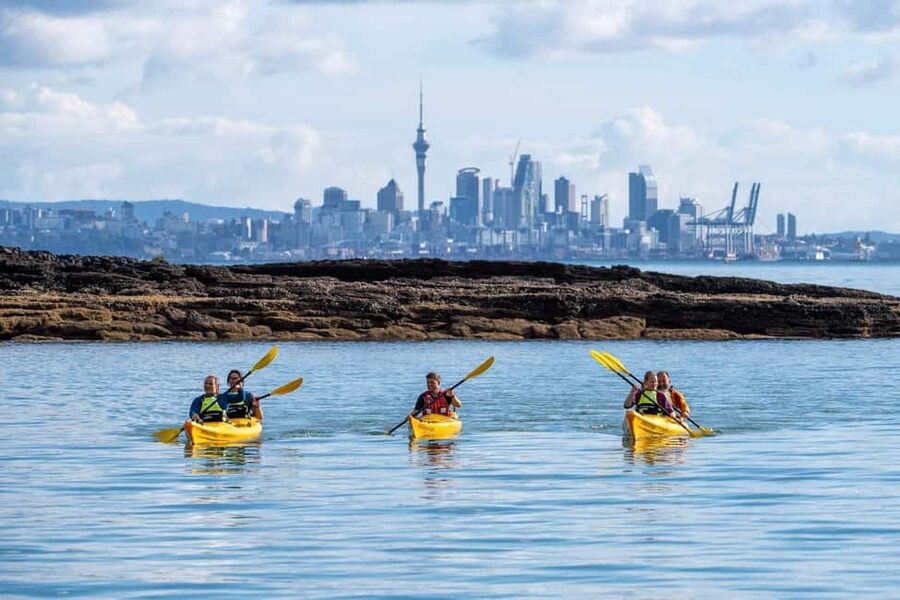 Rangitoto Island: Sea Kayak & Summit Hike Day Trip - Crossing Waitematā Harbour from St Heliers